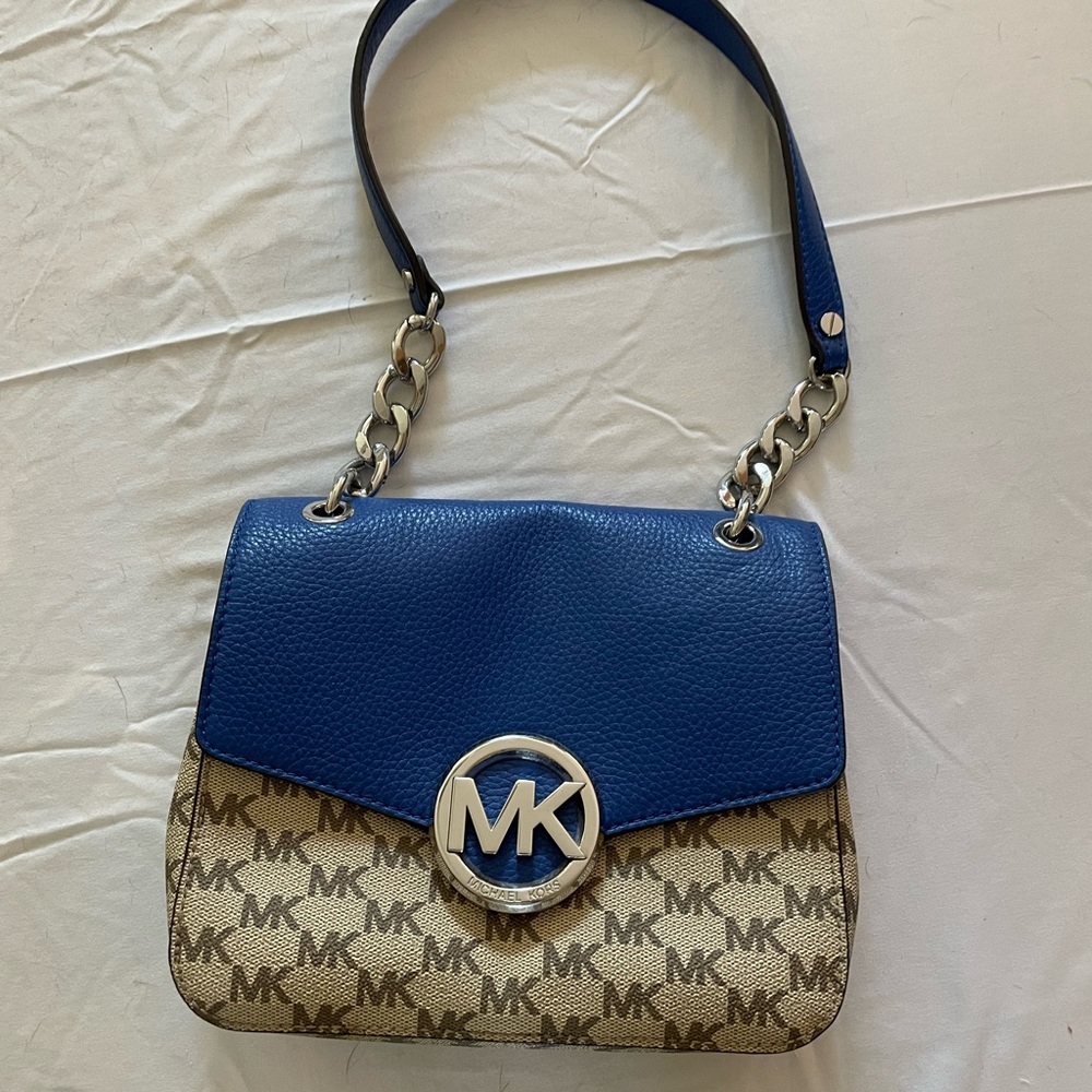 Michael Kors small leather and canvas handbag.